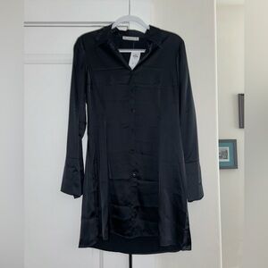 Long Sleeve Satin Shirt Dress